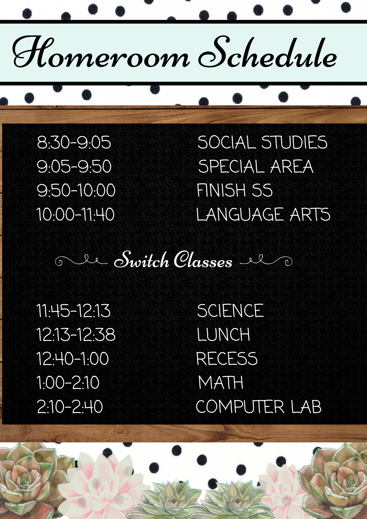 Homeroom Schedule